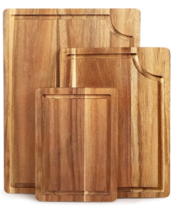 Acacia Wood Cutting Board Set with Juice Groove,Organic Wooden Cutting Boards , Butcher Block Cutting Board for Meat