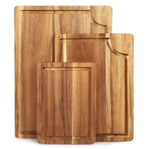 Acacia Wood Cutting Board Set with Juice Groove,Organic Wooden Cutting Boards , Butcher Block Cutting Board for Meat