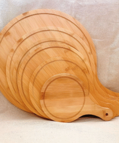 Wholesale Custom Bamboo Cutting Board Bamboo Pizza Trays Restaurant Bar Wooden Round Rectangular Pizza Serving Trays With Handle